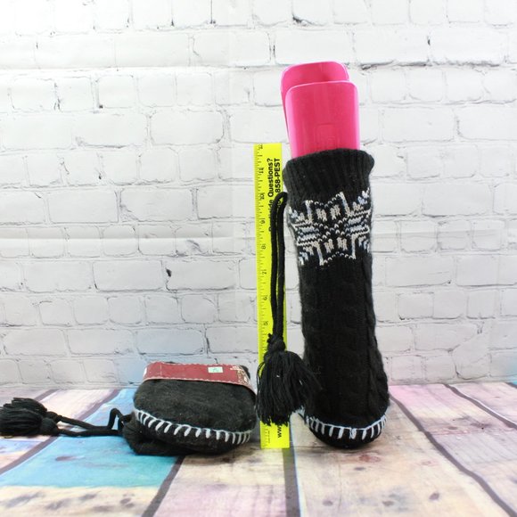 New Mukluks Black Knit Slippers Size L-XL 9 / 10 - Picture 4 of 6